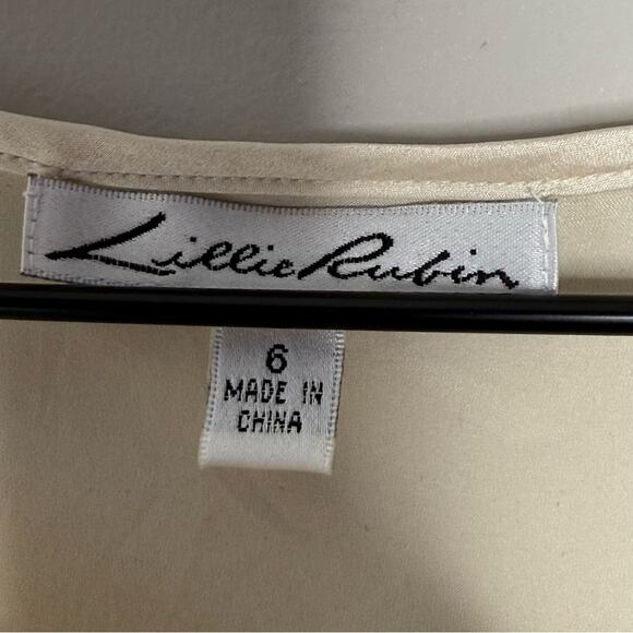 Vintage 90s Lillie Rubin 100% Silk Tank Top Blouse Cream Size 6 - Picture 3 of 5